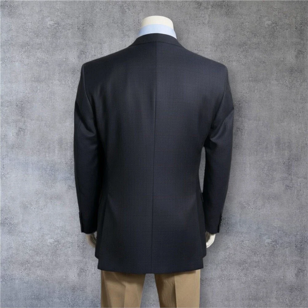 TOMMY HILFIGER Mens Navy Glen Plaid Wool Blazer Two Button Sport Coat Jacket 38L